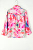 Multicolour Abstract Print Frill Detail Button Up Shirt