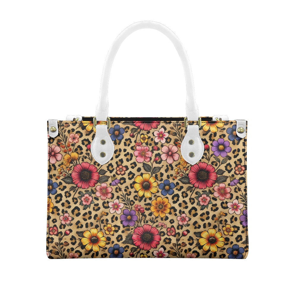 floral leopard Women's PU leather twill handbag