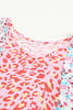 Multicolor Leopard Floral Mix Print Batwing Sleeve Cape Blouse