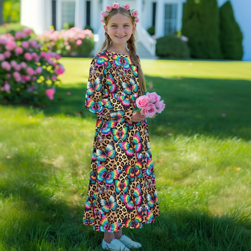 Children's Long Sleeve Modest  Dress