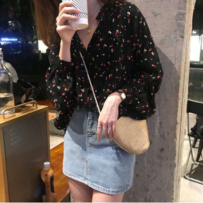 Draping Chiffon V-neck Casual Long Sleeve Shirt For Women