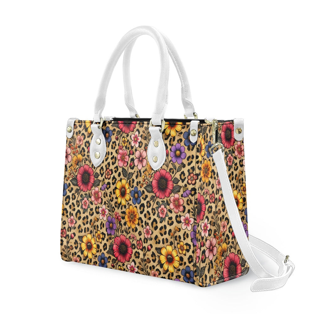 floral leopard Women's PU leather twill handbag