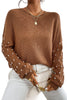 Chestnut Pearl Drop Shoulder Round Neck Sweater