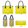 yellow colorful leopard cheetah print Women's PU leather twill handbag