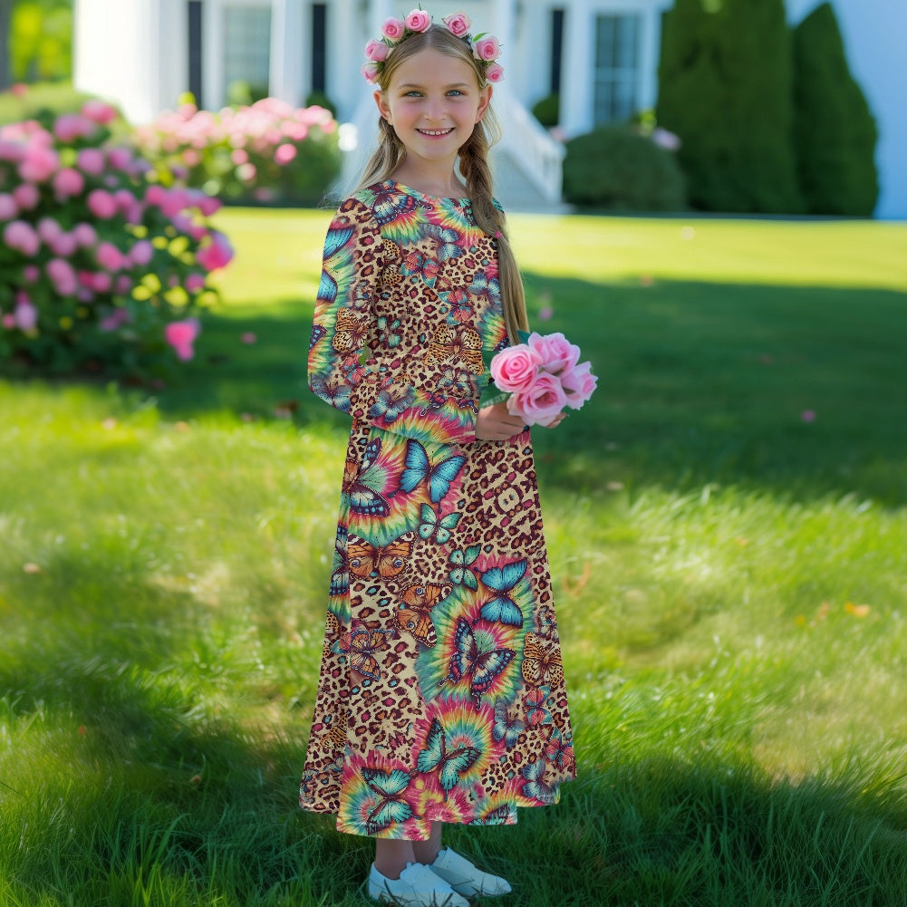 Children's Long Sleeve Modest  Dress