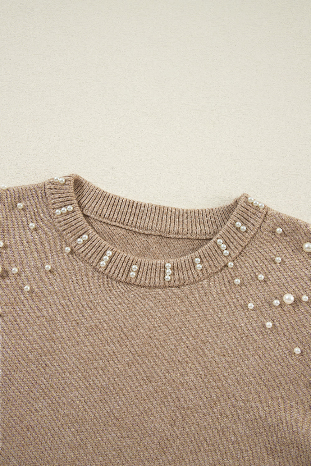 Evergreen Pearl Drop Shoulder Round Neck Sweater