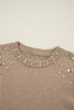 Evergreen Pearl Drop Shoulder Round Neck Sweater