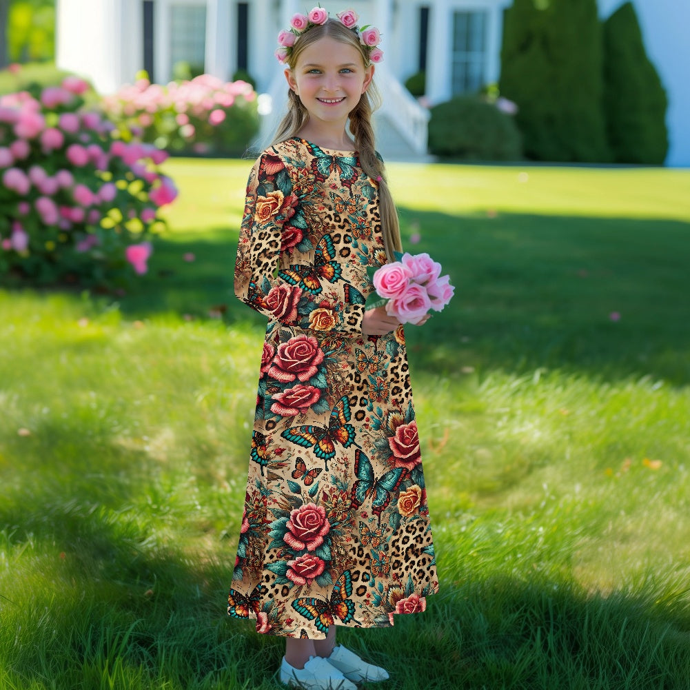 Children's Long Sleeve Modest  Dress