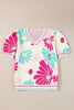 Multicolour Retro Floral Striped V-Neck Knitted Top