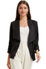 Black Solid Lapel Collar Satin Blazer