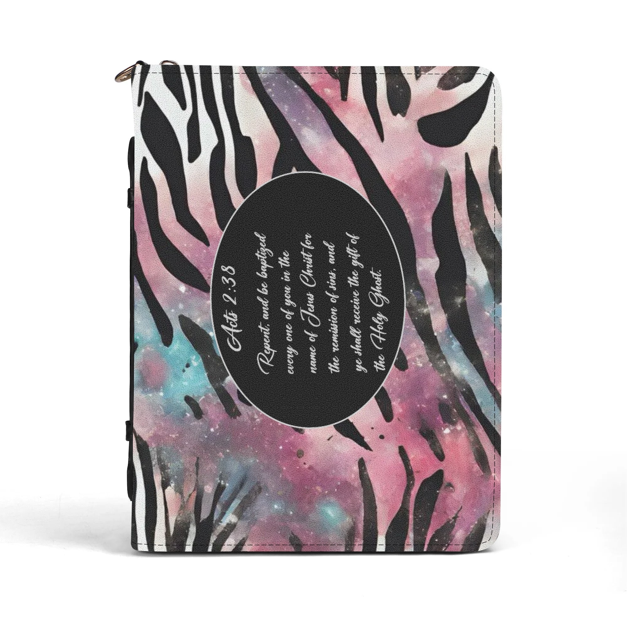 Bright and Bold Colorful Zebra Print Bible Cover for Stylish Protection