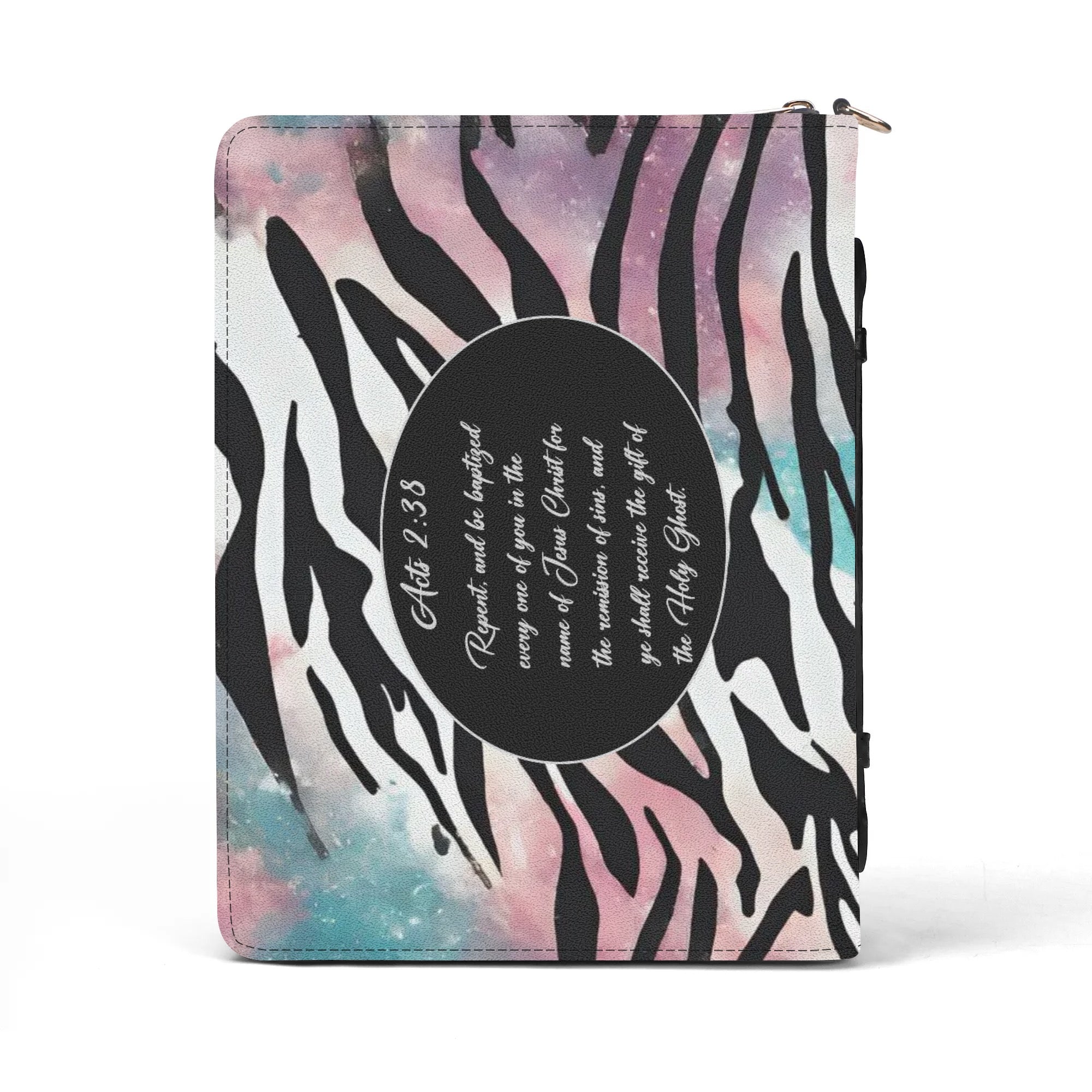 Bright and Bold Colorful Zebra Print Bible Cover for Stylish Protection