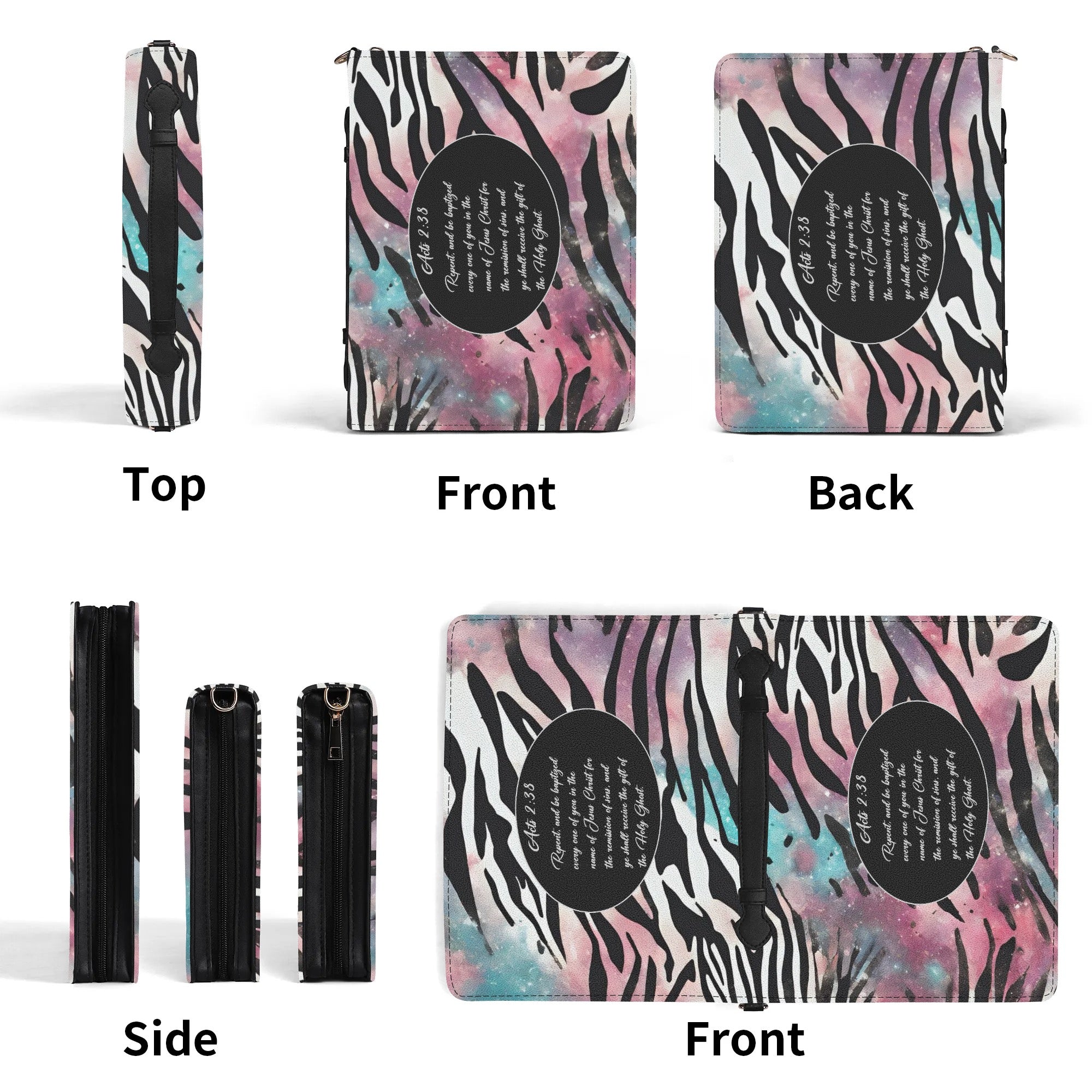 Bright and Bold Colorful Zebra Print Bible Cover for Stylish Protection