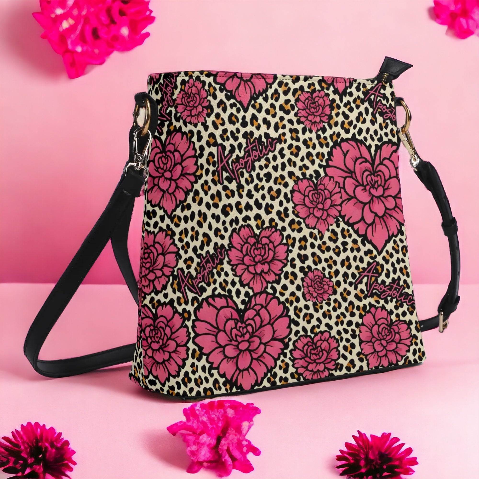 Apostolic Hearts and leopard print Womens  Bucket Bag Shoulder Bag -Apostolic Purse Bag Handbag