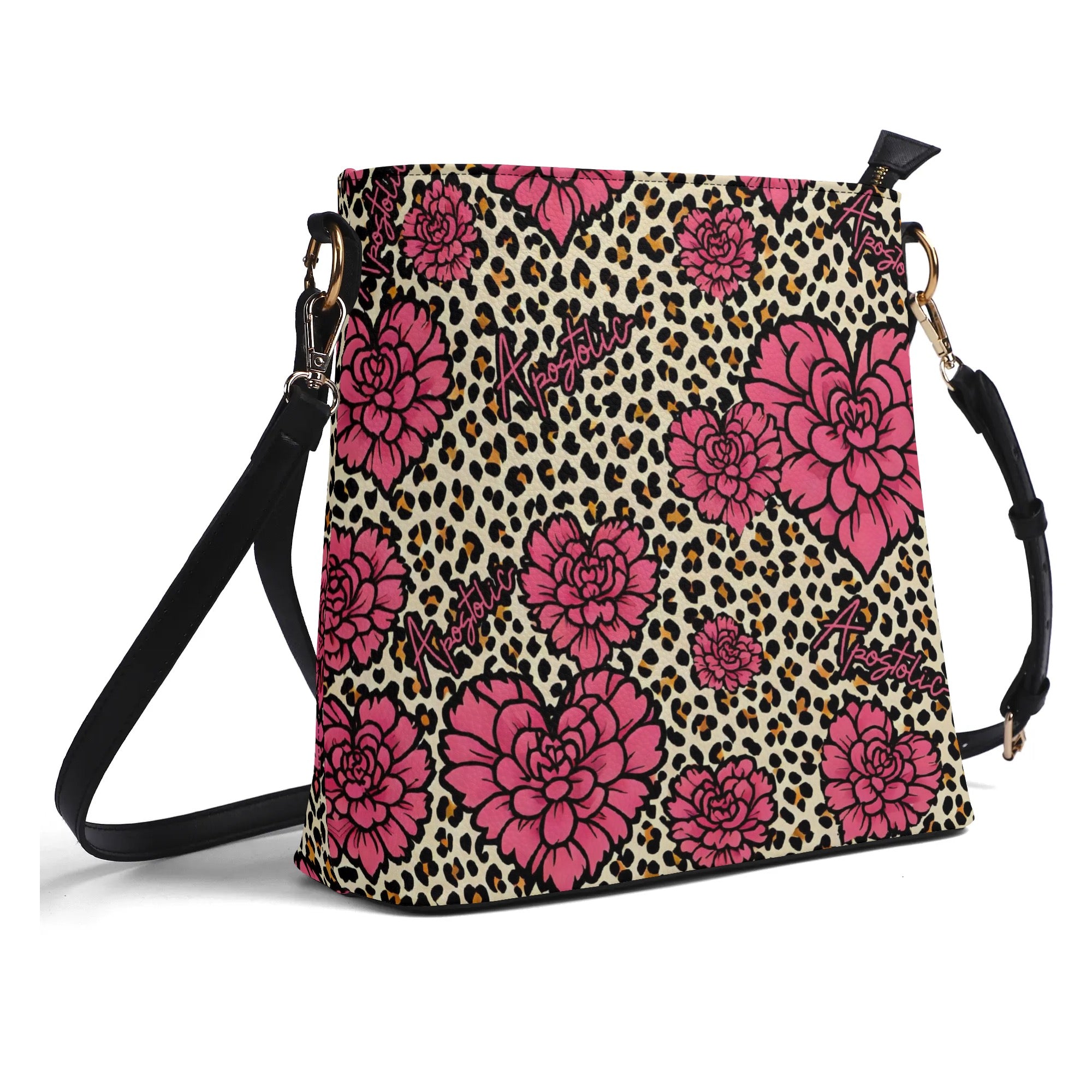 Apostolic Hearts and leopard print Womens  Bucket Bag Shoulder Bag -Apostolic Purse Bag Handbag