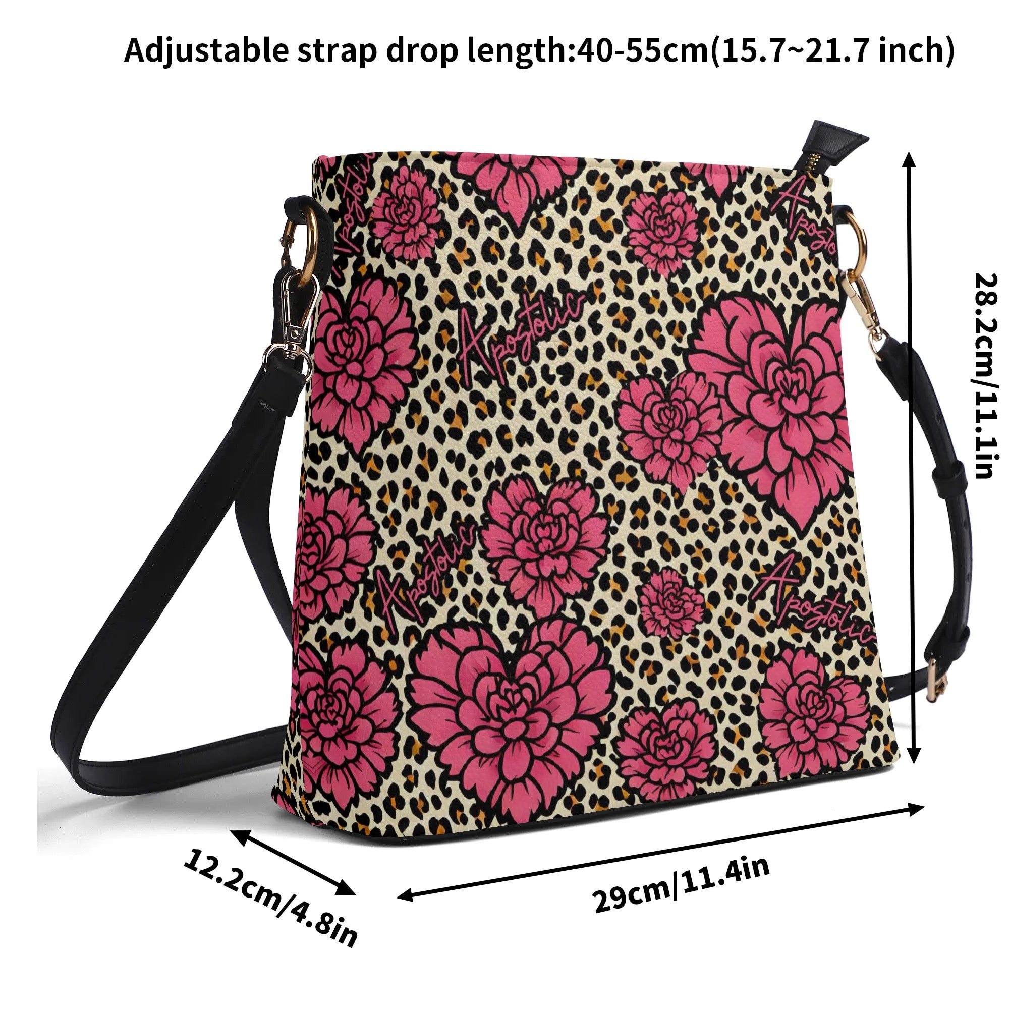 Apostolic Hearts and leopard print Womens  Bucket Bag Shoulder Bag -Apostolic Purse Bag Handbag