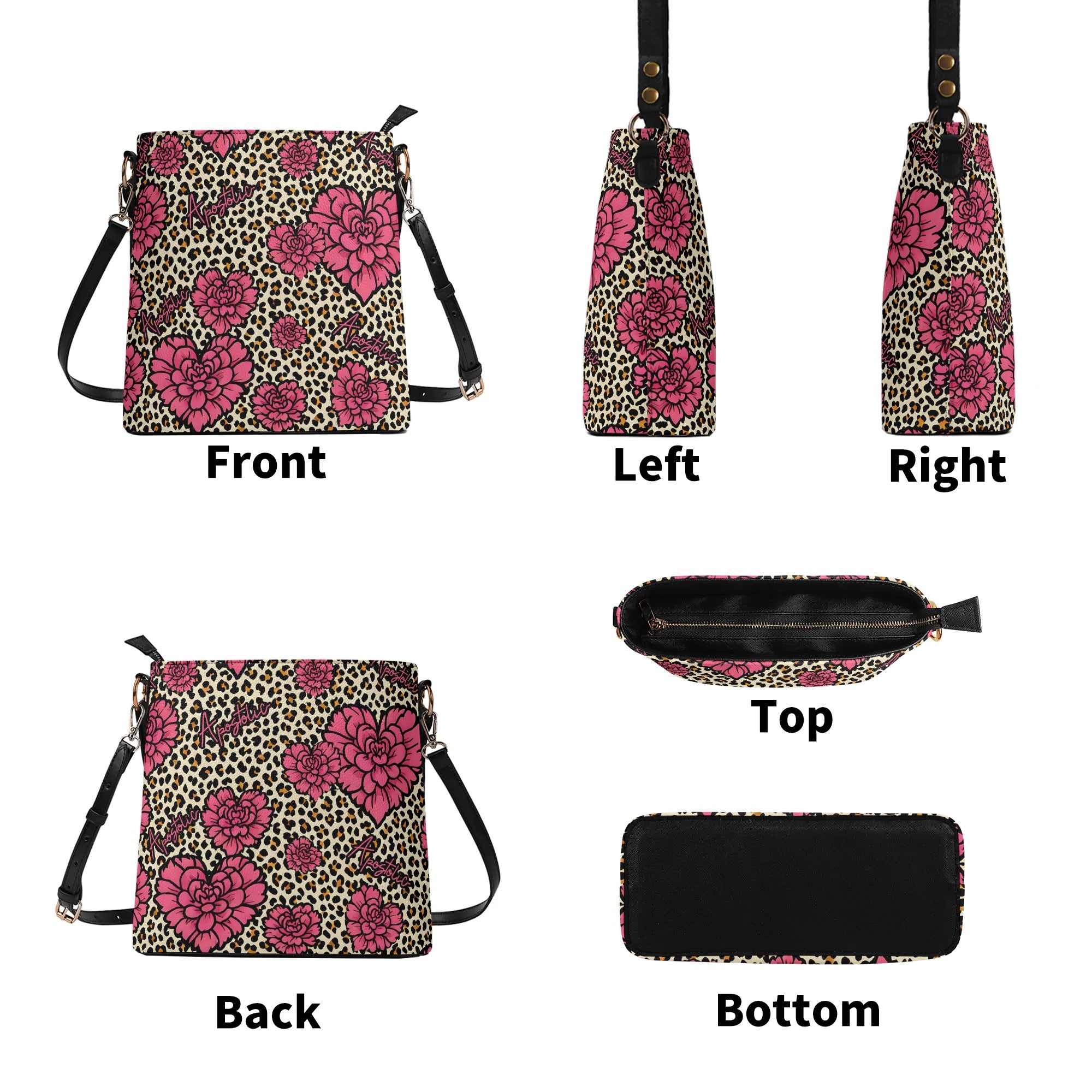 Apostolic Hearts and leopard print Womens  Bucket Bag Shoulder Bag -Apostolic Purse Bag Handbag