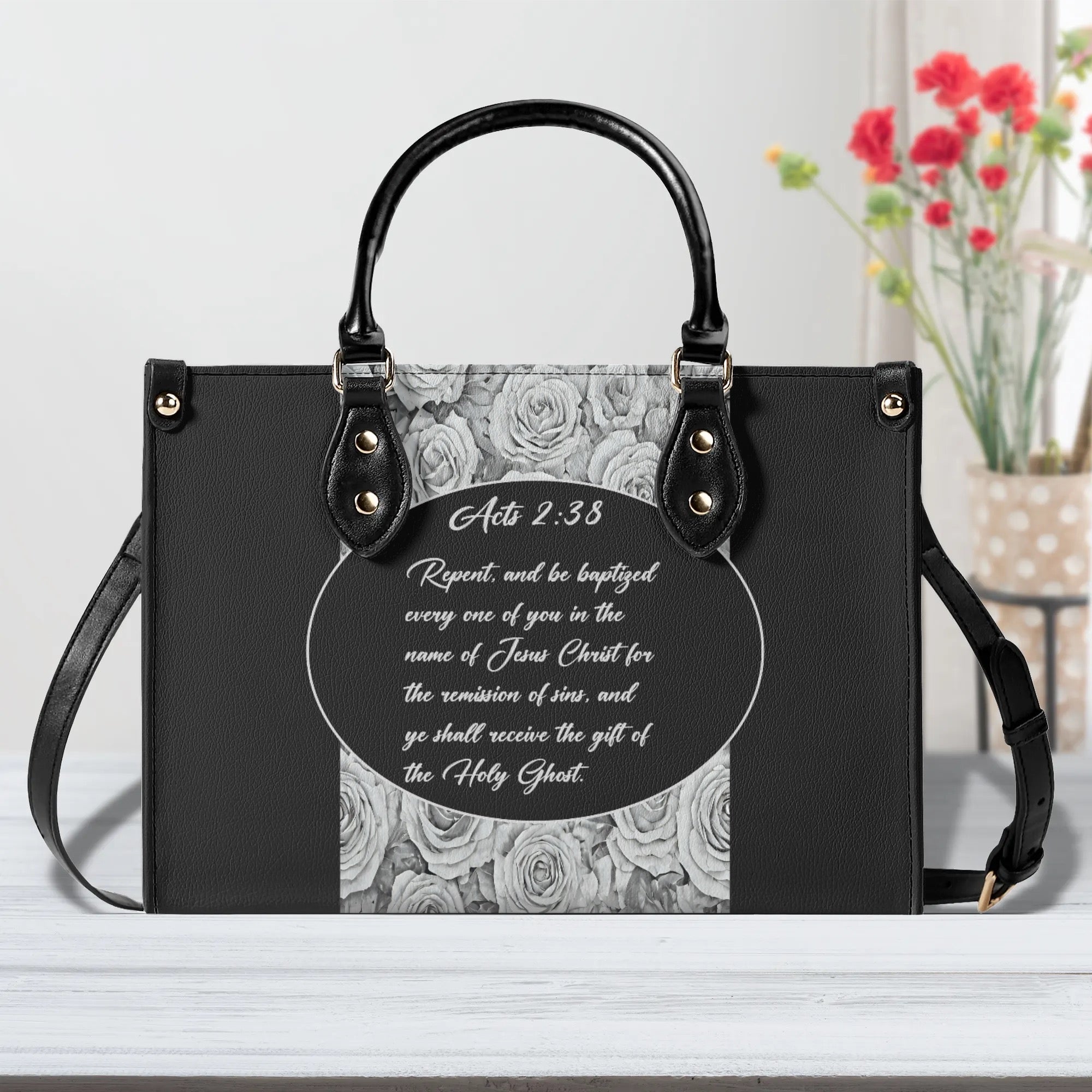 Acts 2:38 Women PU Leather Handbag