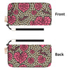 Apostolic Ladies Leopard Print Wristlet Wallet with Pink Flowers and Zipper