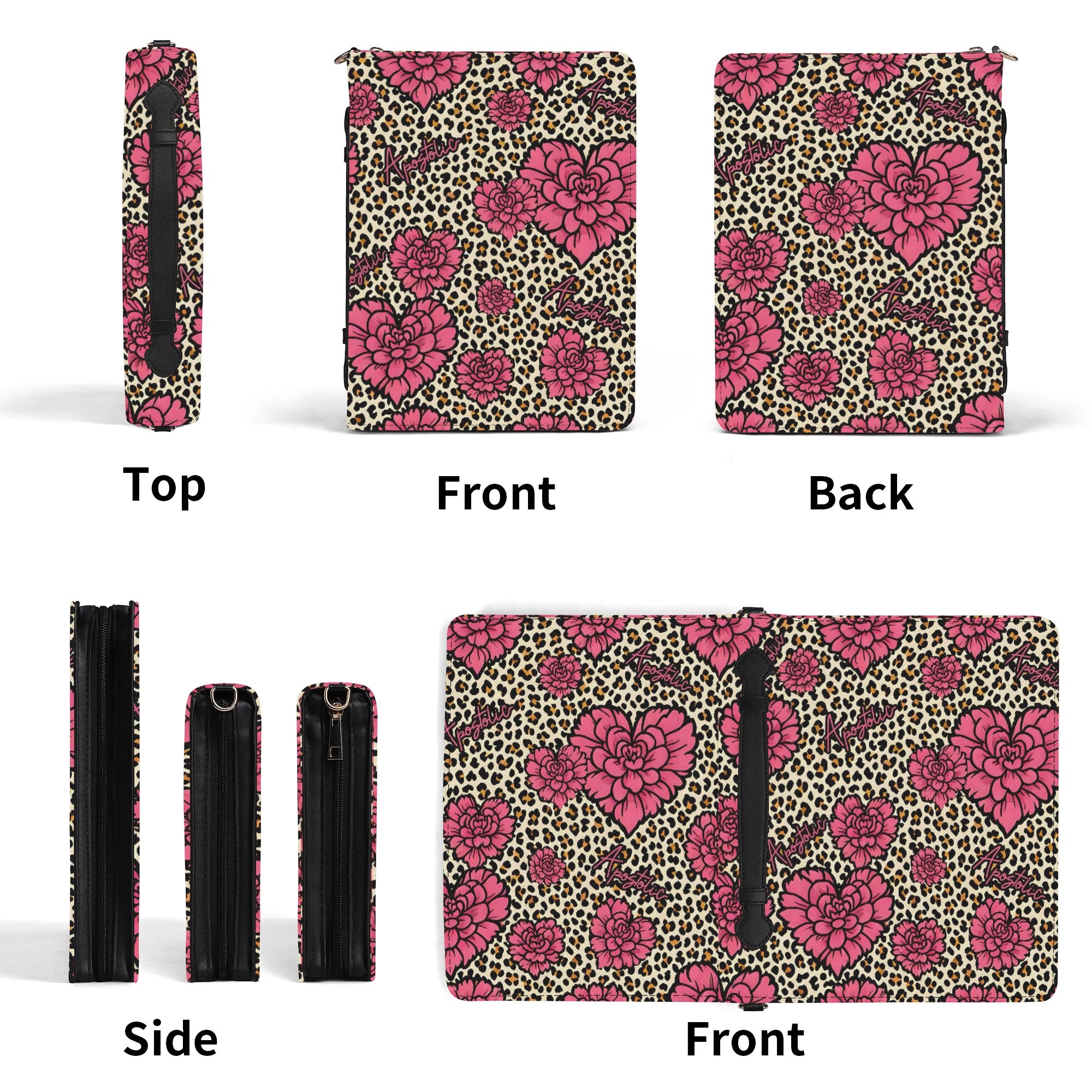 Apostolic Floral Leopard Print Bible Cover With Pocket no Strap