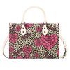 Apostolic Pink Flowers and Leopard Print Cheetah Print Women PU Leather Handbag