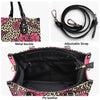 Apostolic Pink Flowers and Leopard Print Cheetah Print Women PU Leather Handbag