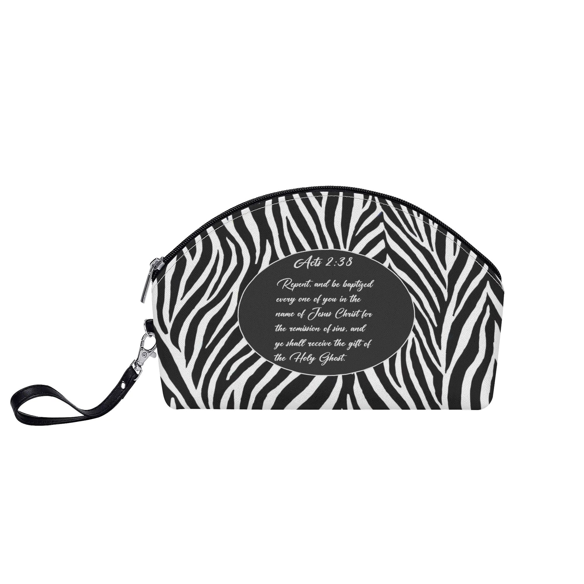 Zebra Print Acts 2:38 Apostolic Curved Accessory Bag