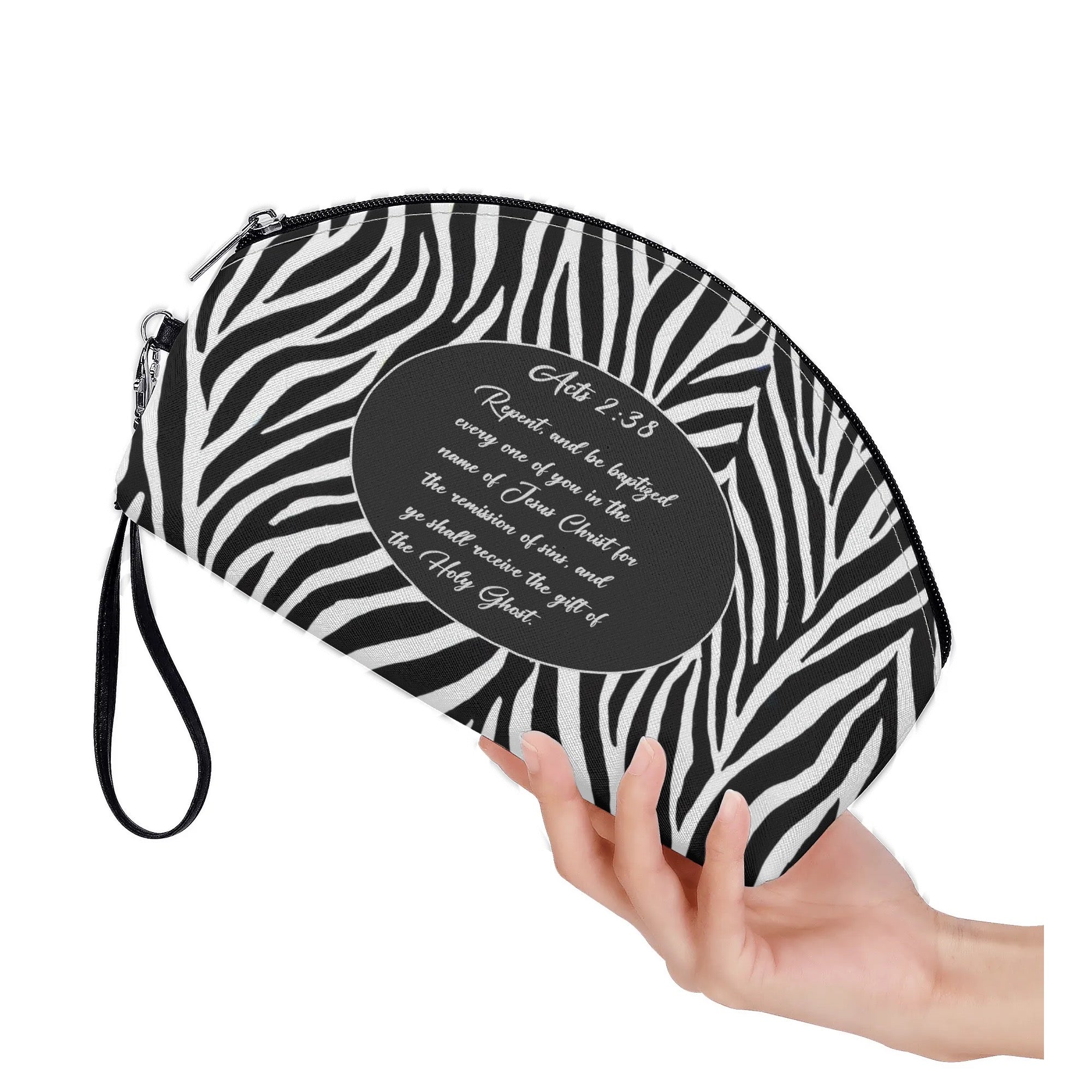 Zebra Print Acts 2:38 Apostolic Curved Accessory Bag