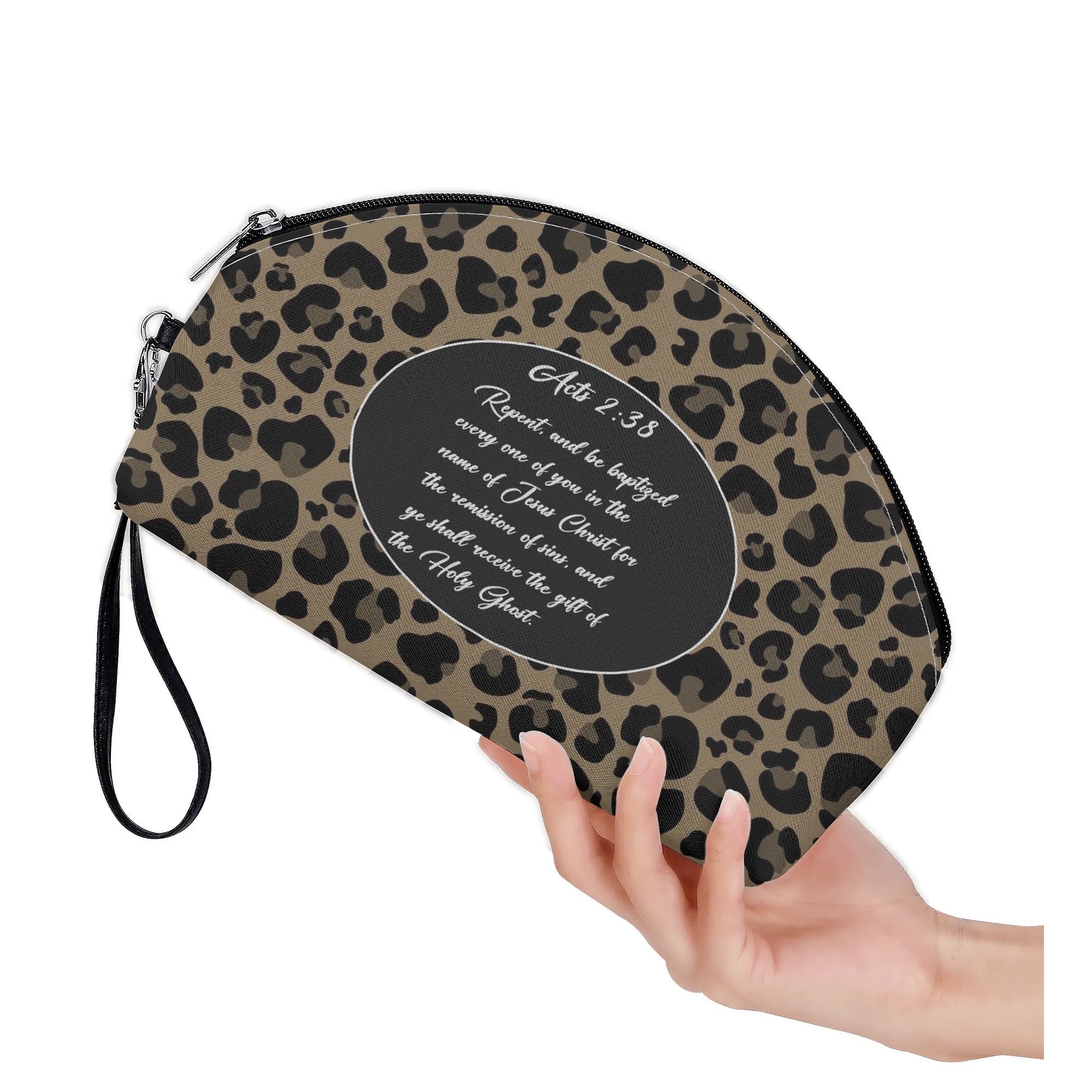 Apostolic Acts 2:38 Leopard Print Cheetah Print Curved Accessory Bag