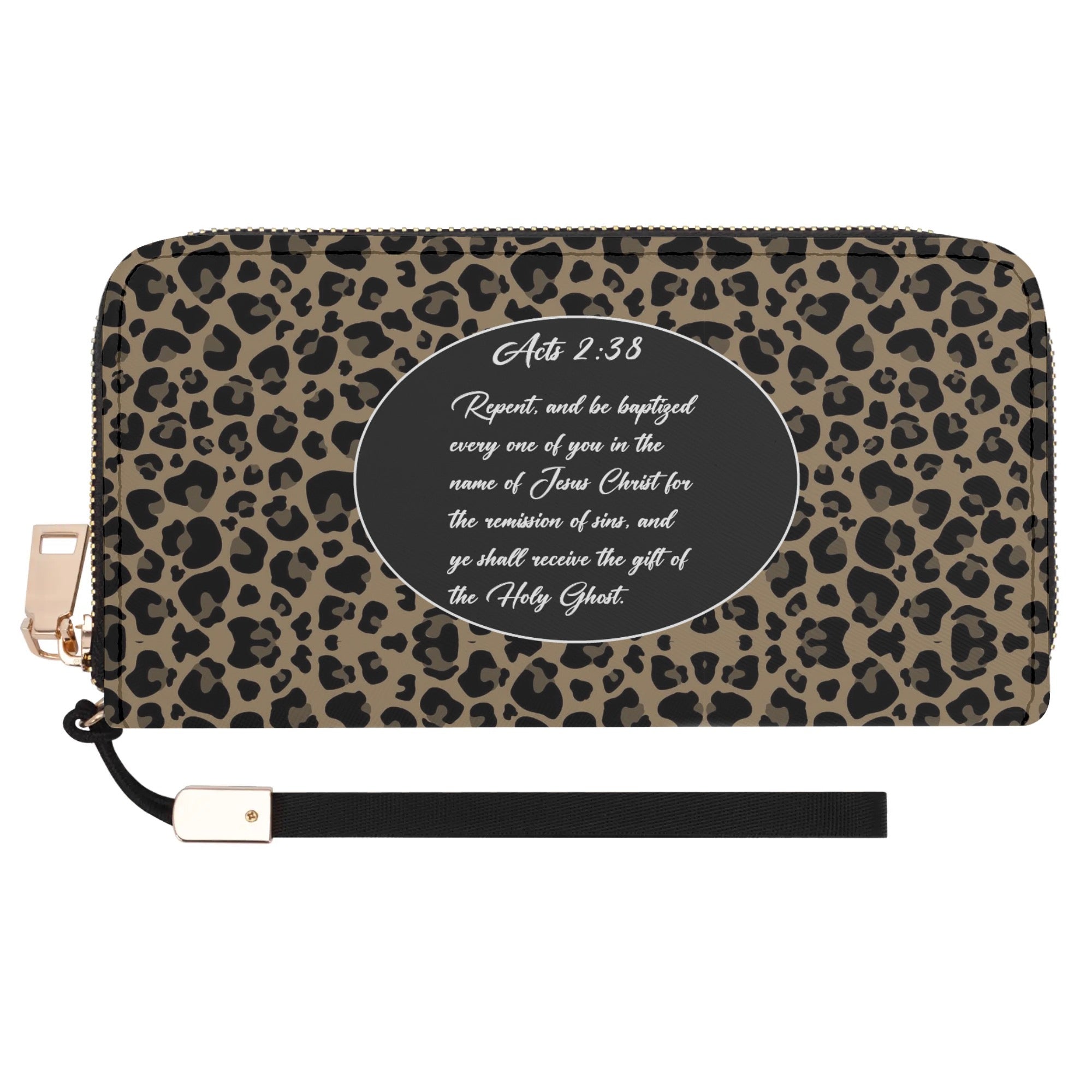 Acts 2:38 Apostolic Leopard Print Cheetah Print  Wristlet Wallet