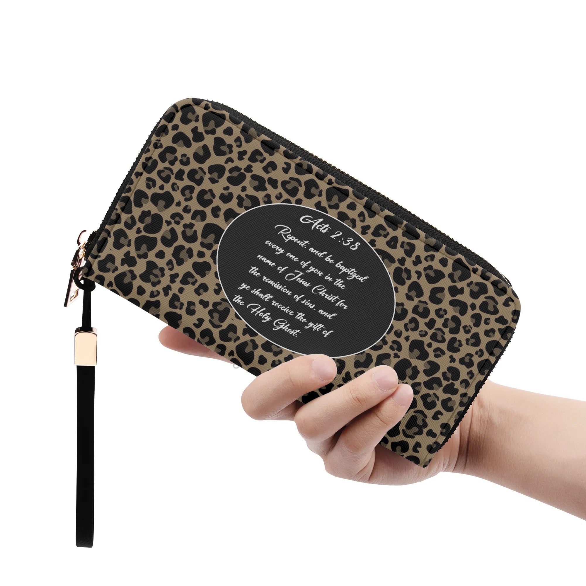 Acts 2:38 Apostolic Leopard Print Cheetah Print  Wristlet Wallet