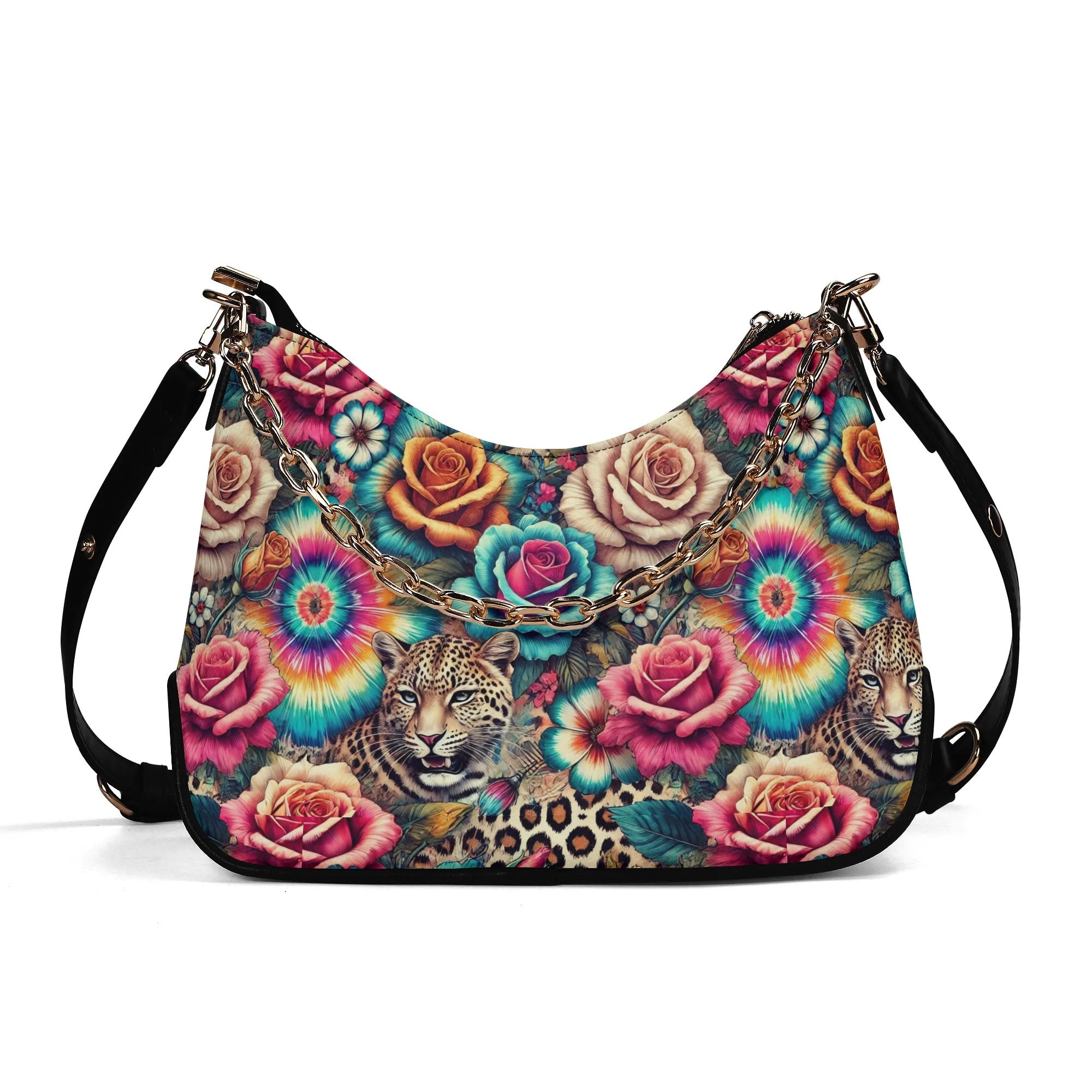 Lady PU Shoulder Bag With Chain Decoration