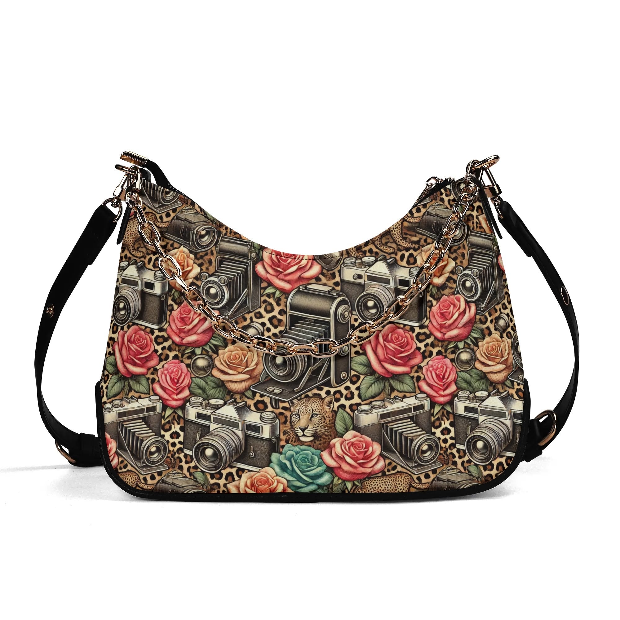 Lady PU Shoulder Bag With Chain Decoration