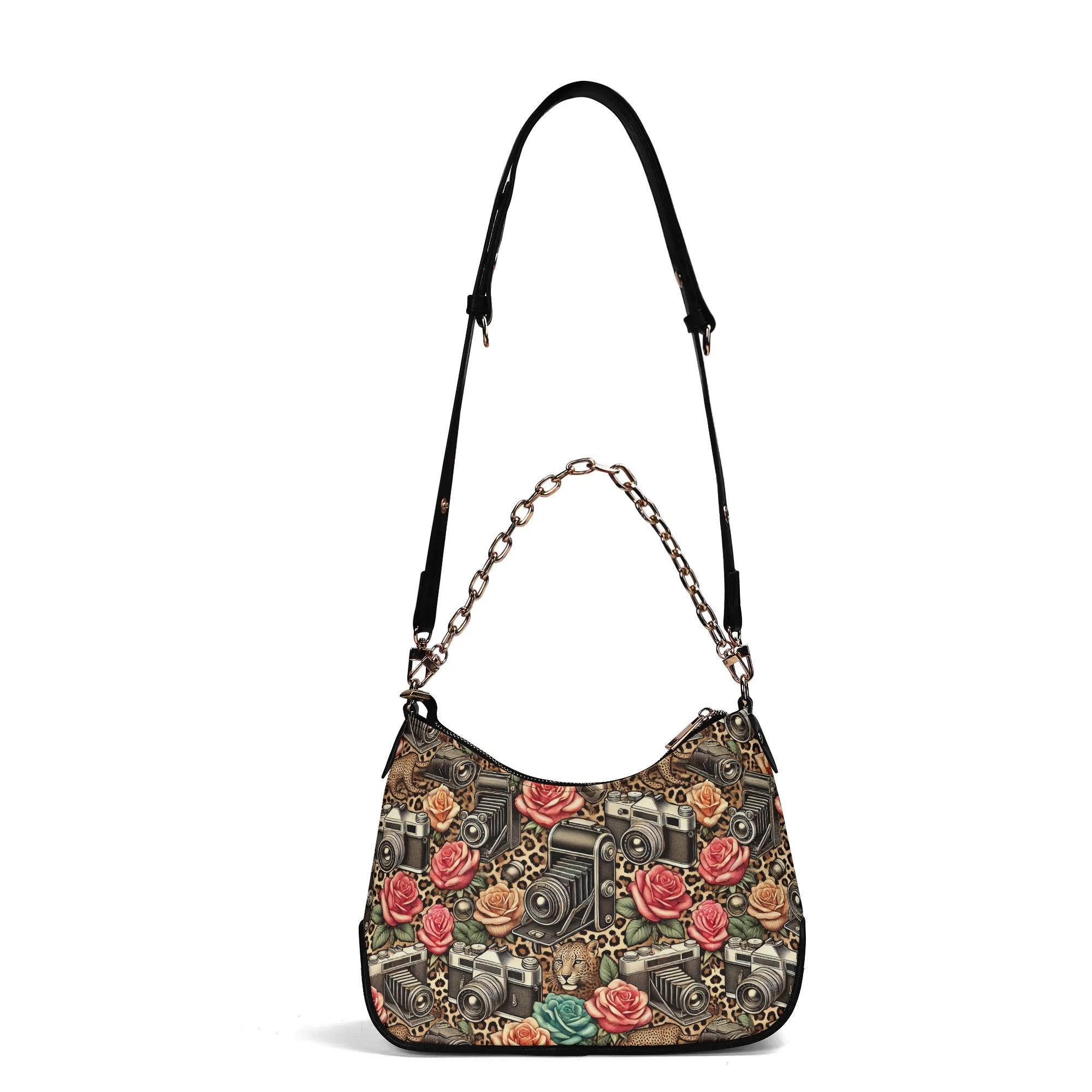 Lady PU Shoulder Bag With Chain Decoration