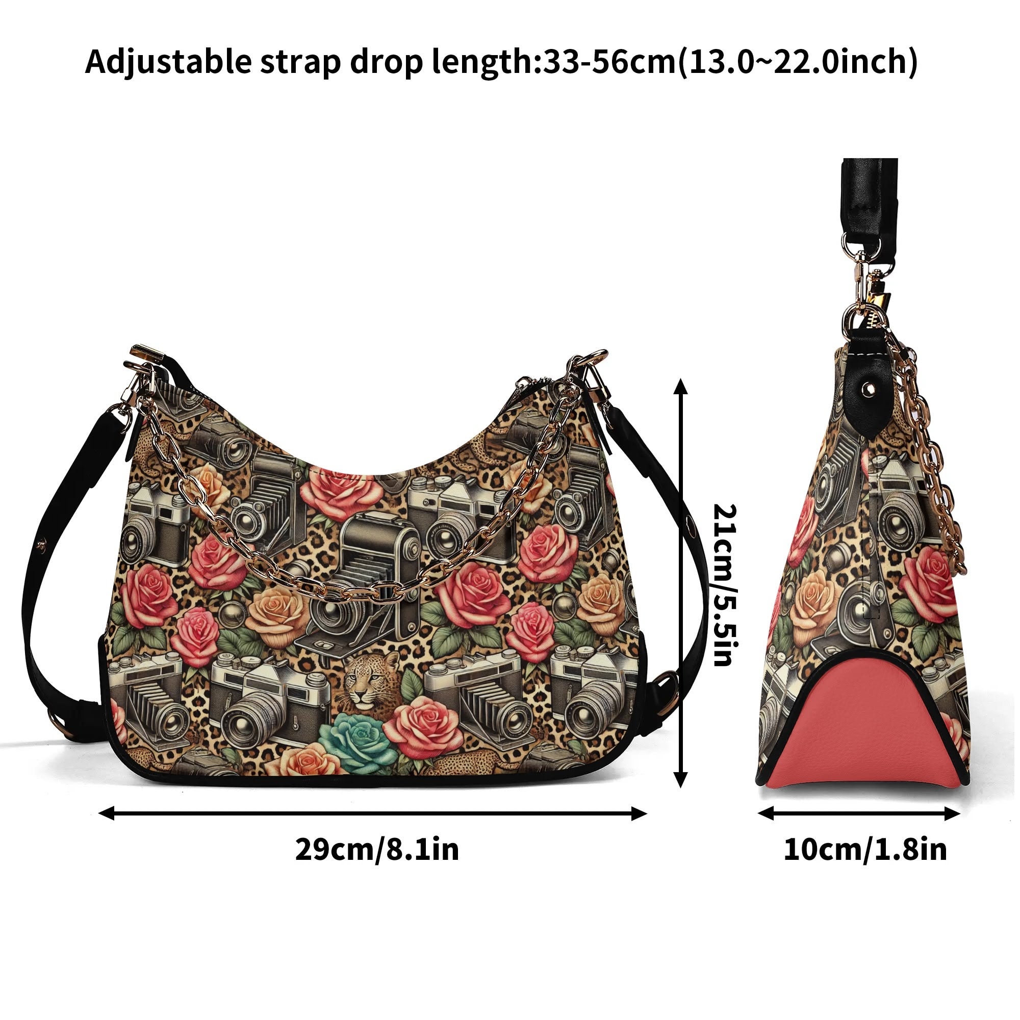 Lady PU Shoulder Bag With Chain Decoration