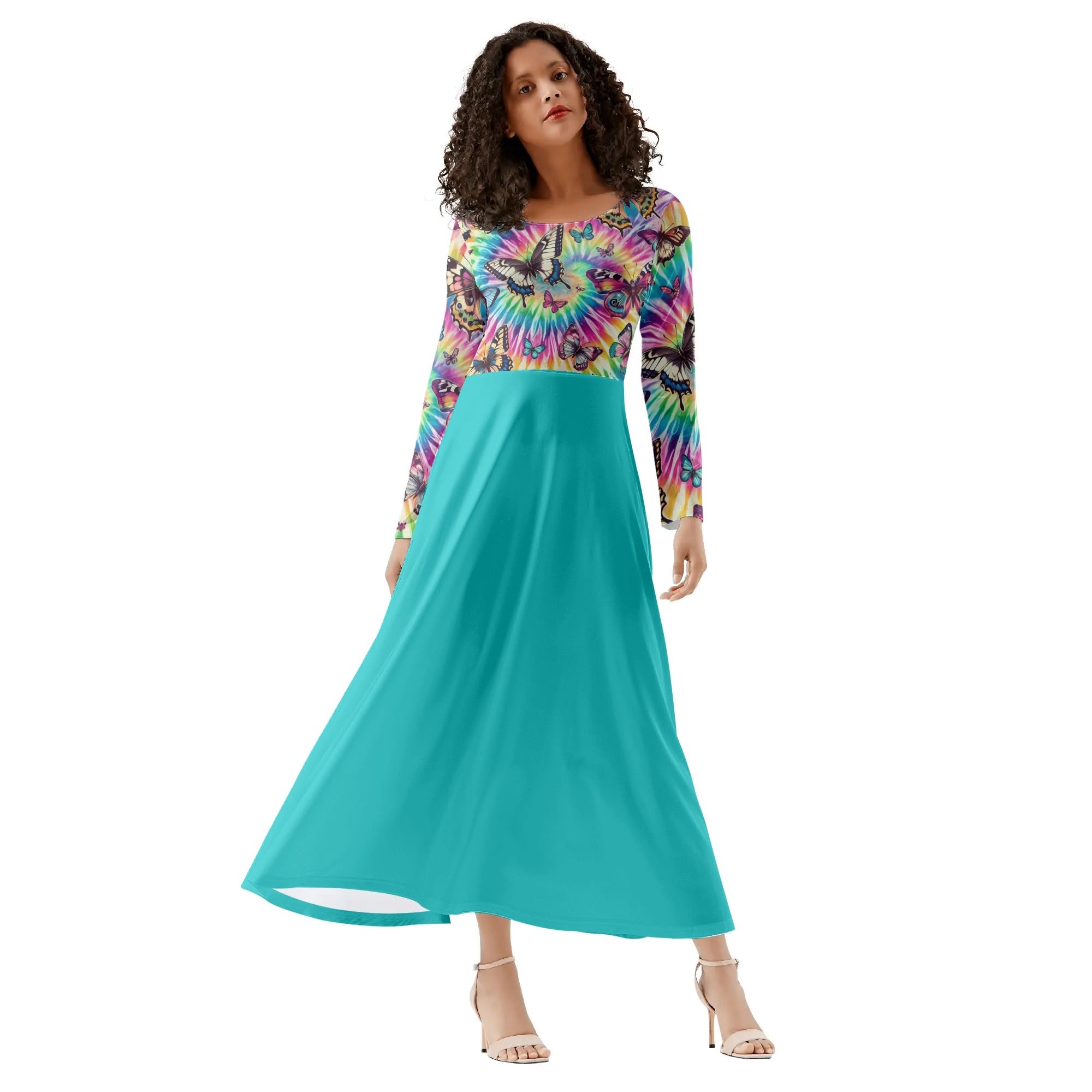 Modest  Womens Long Sleeves Flowy Long Dresses