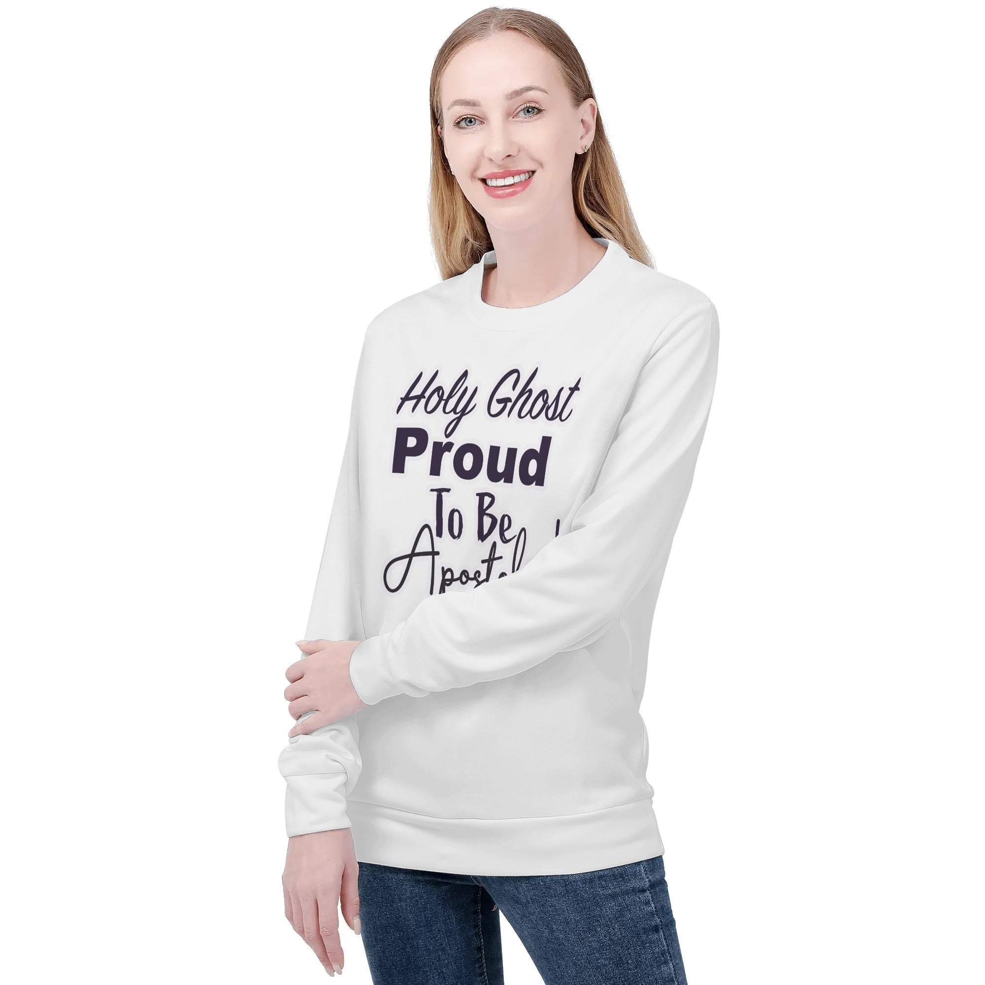 Holy Ghost Proud To Be Apostolic! All Over Print Crew Neck Streetwear Sweatshirt