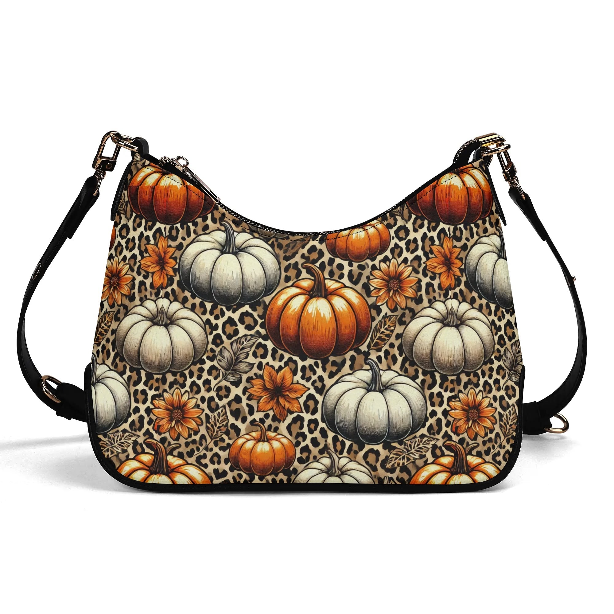 Pumpkins Cheetah Leopard Print Lady PU Shoulder Bag With Chain Decoration