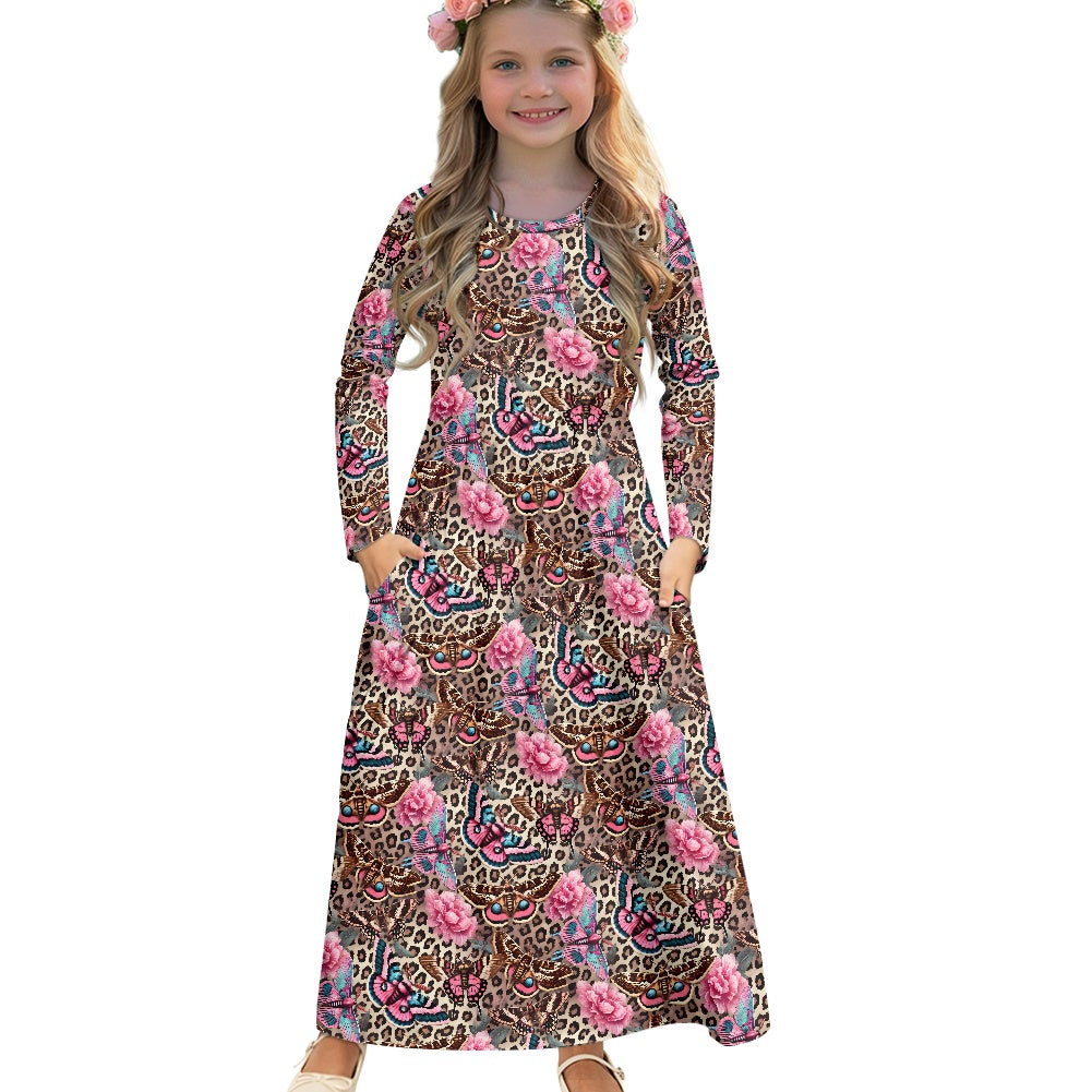 Children's Long Sleeve Modest  Dress