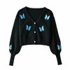 Butterfly Embroidery Knitted Cardigan Two Piece Set