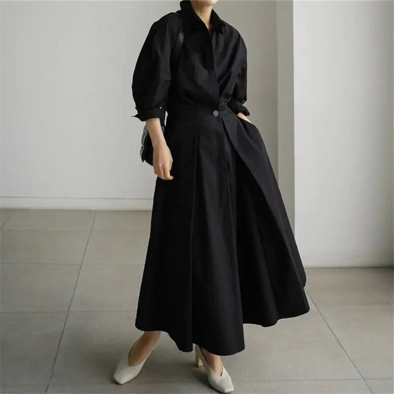 WOLF Long Dress with Notched Lapel