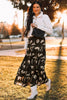 Black Western Print Tiered Ruffled High Waist Maxi Skirt