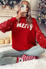 Racing Red Merry Graphic Sequin Sleeve Christmas Sweater