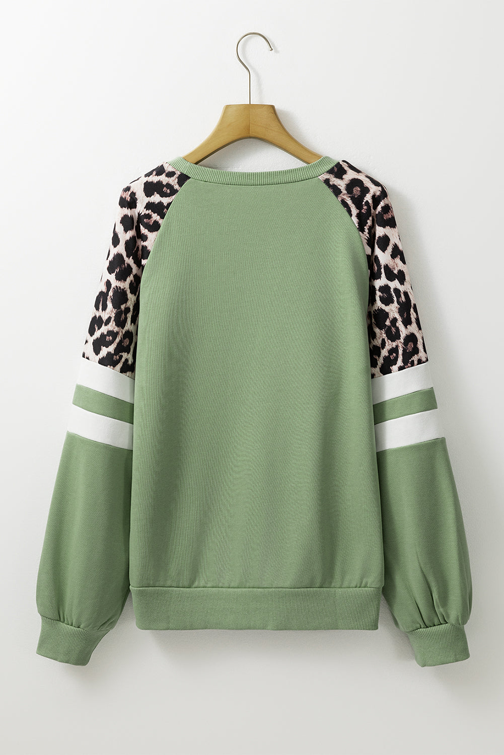 Black Leopard Print Patchwork Raglan Sleeve Sweatshirt