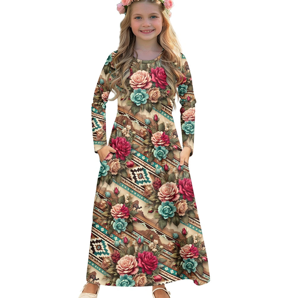 Children's Long Sleeve Modest  Dress