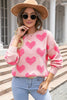 Light Pink Valentine's Day Heart Jacquard Knit Sweater