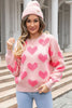 Light Pink Valentine's Day Heart Jacquard Knit Sweater