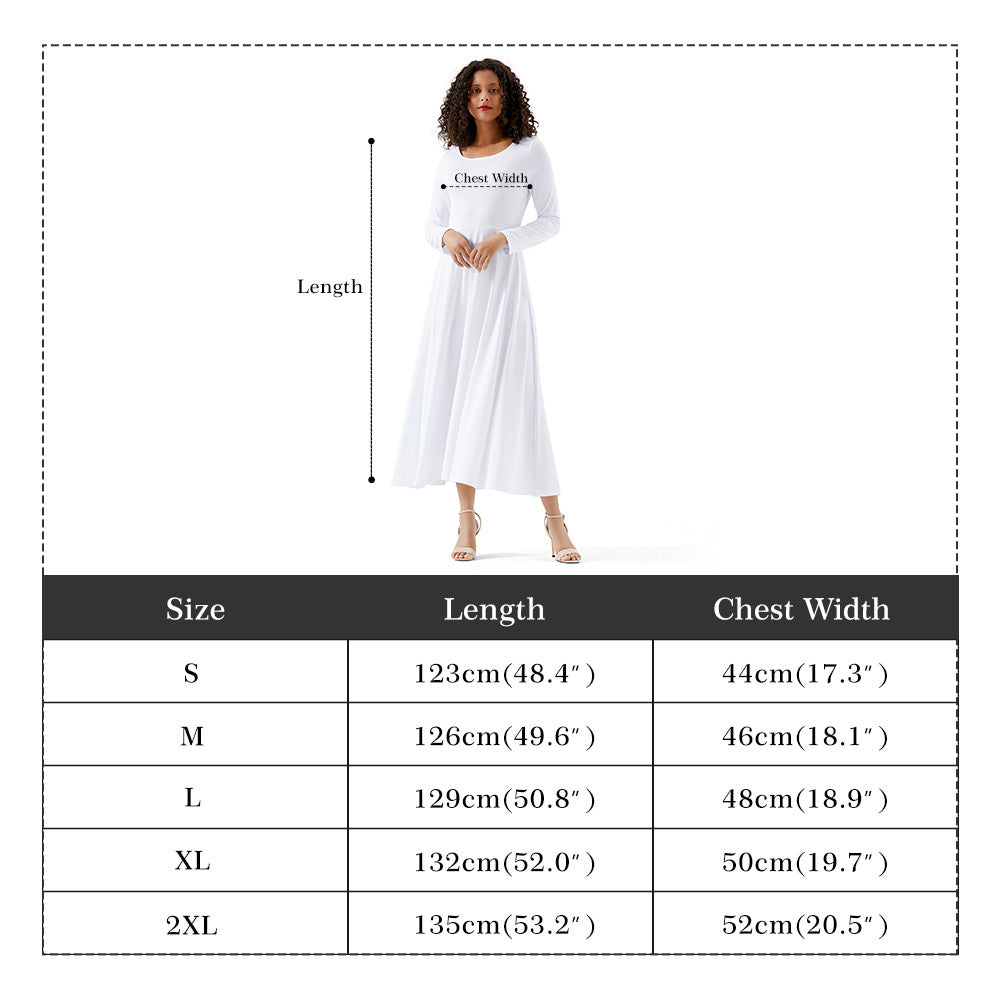 Modest  Womens Long Sleeves Flowy Long Dresses