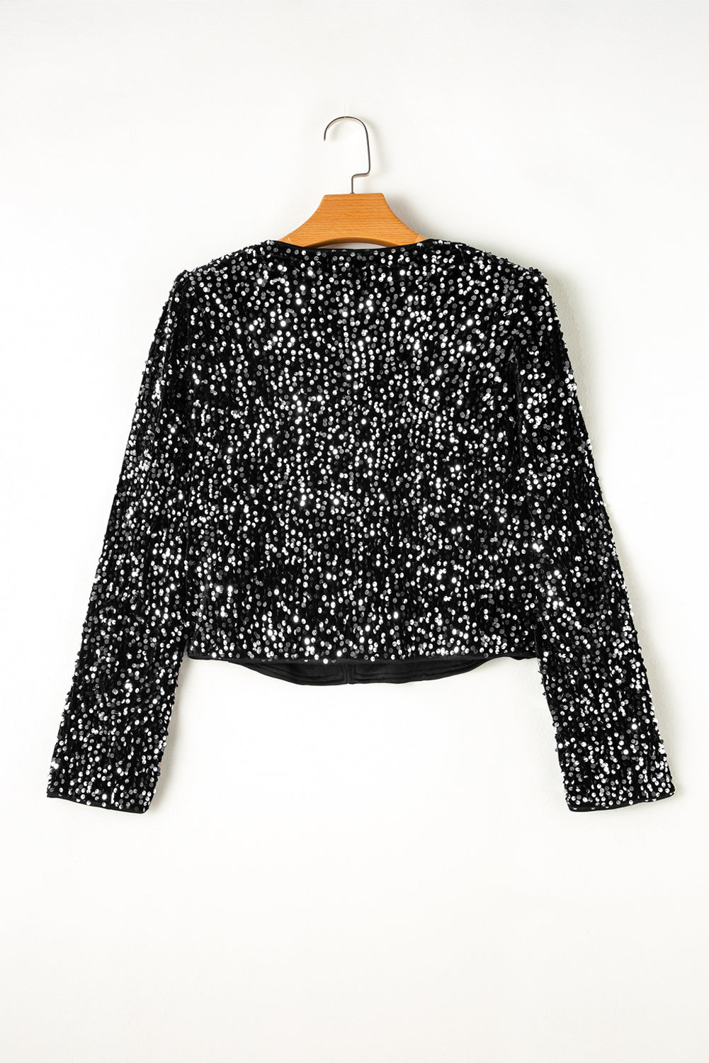 Golden Fleece Sequin Open Front Collarless Jacket