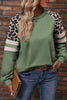 Black Leopard Print Patchwork Raglan Sleeve Sweatshirt